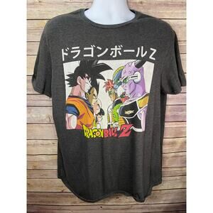 Dragon Ball Z Heroes vs Villains T-Shirt Men’s Size Large Gray Goku Vegeta Anime